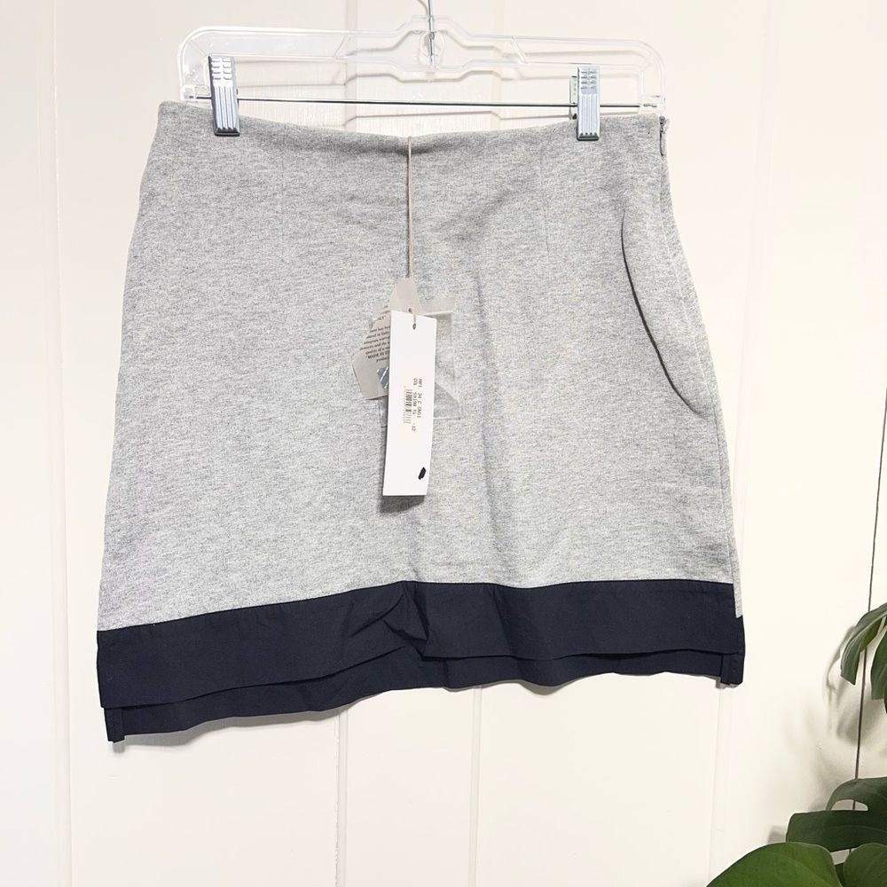 Marni Girls Grey Skirt Size 12 Made in Italy Cotton Kids Minimalist Navy Hem